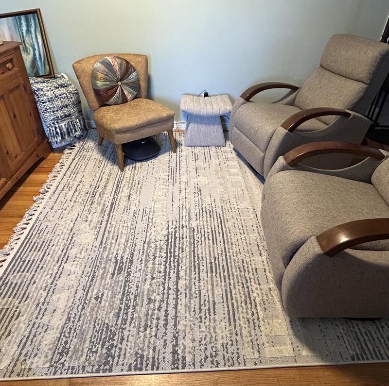 Customer photo for review titled "Perfect Square Rug in Neutral Vibe"