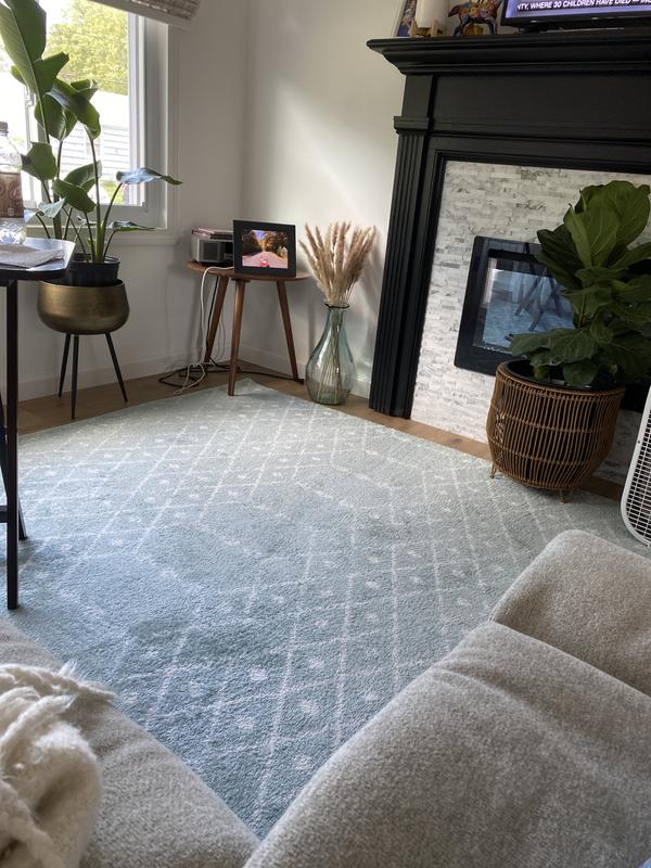 Customer photo for review titled "Pretty aqua rug"