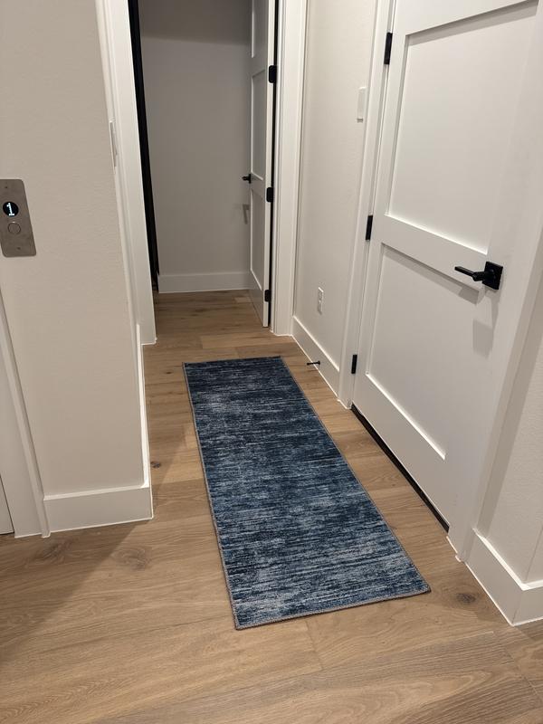 Customer photo for review titled "We are very happy with Asha 2x16 blue runner rug."