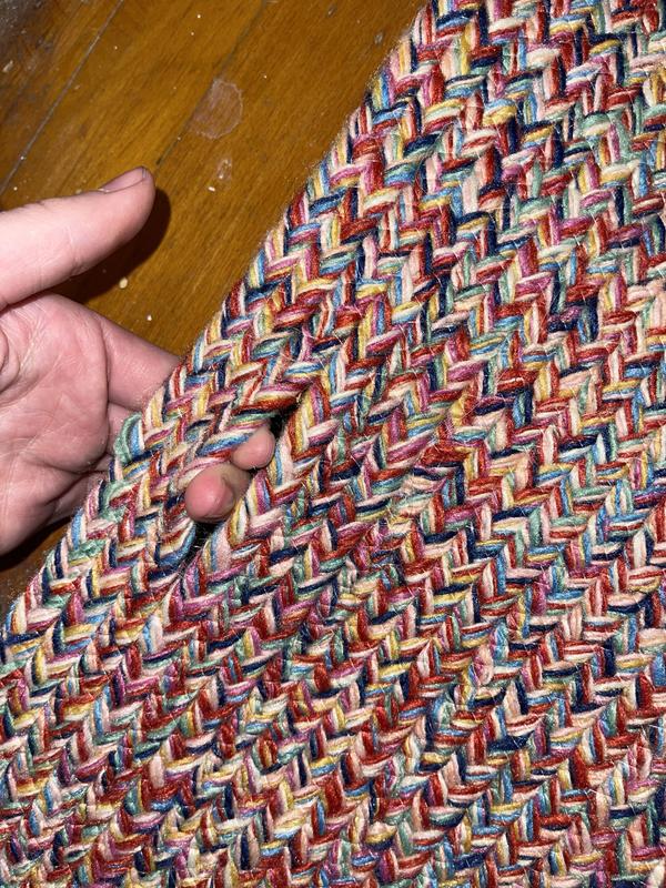 Customer photo for review titled "Arrived with holes not true woven/braided…"