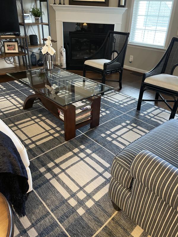 Customer photo for review titled "Beautiful plaid rug!"
