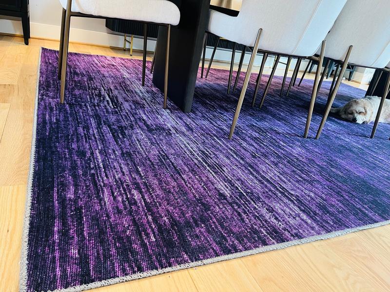 Customer photo for review titled "Beautiful deep purple rug"