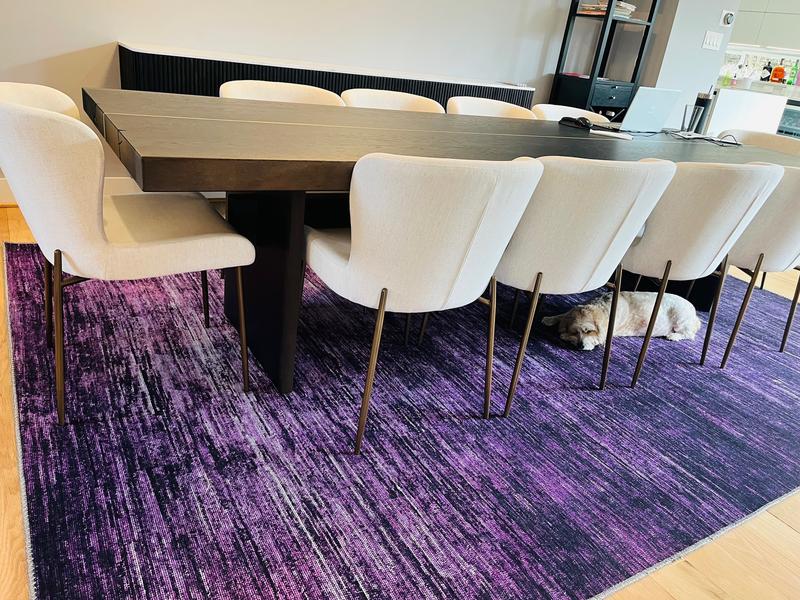 Customer photo for review titled "Beautiful deep purple rug"