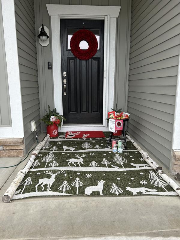 Customer photo for review titled "Santa loves my new rug"