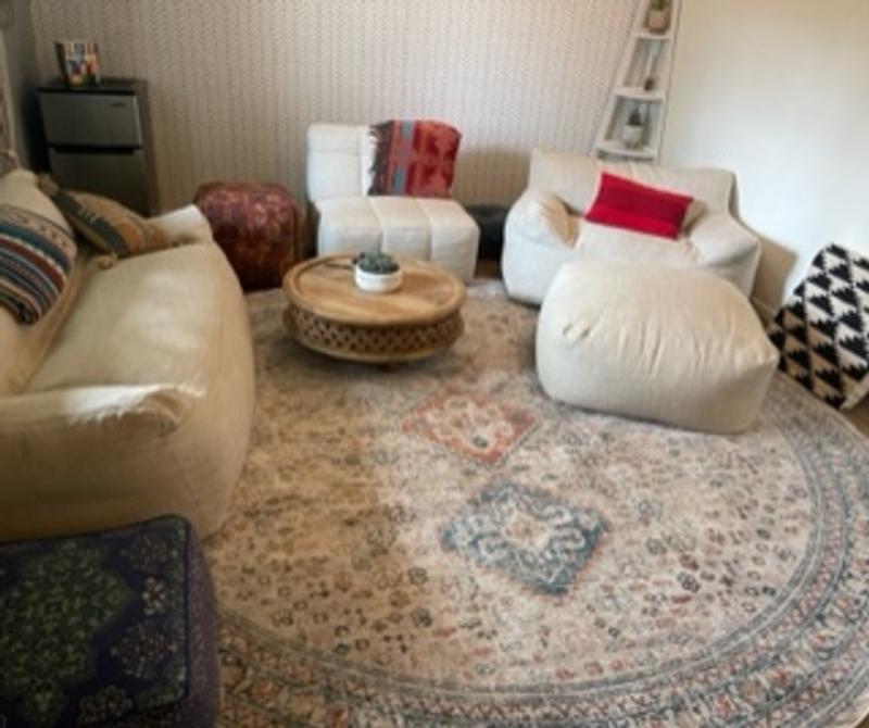 Customer photo for review titled "Love this gorgeous round rug!"