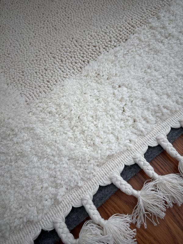 Customer photo for review titled "Boho white rug"