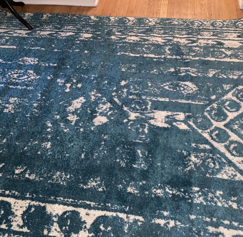 Customer photo for review titled "Beautiful and vibrant colored rug."