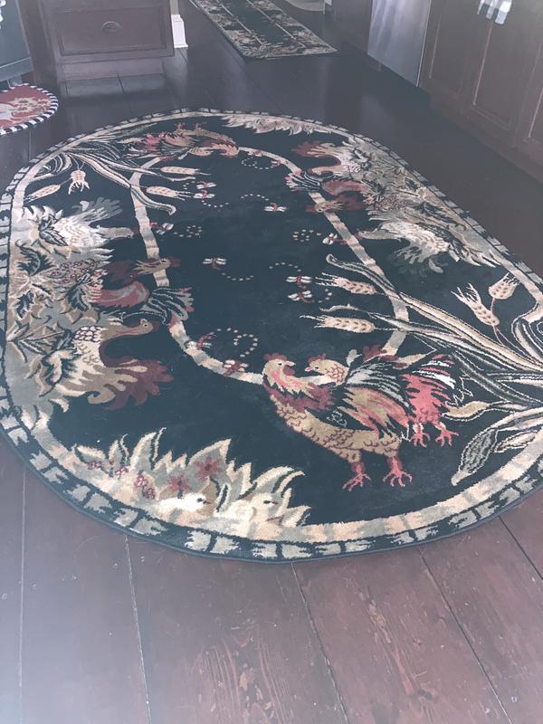 Customer photo for review titled "Adorable in our c.1790’s Rooster themed kitchen."