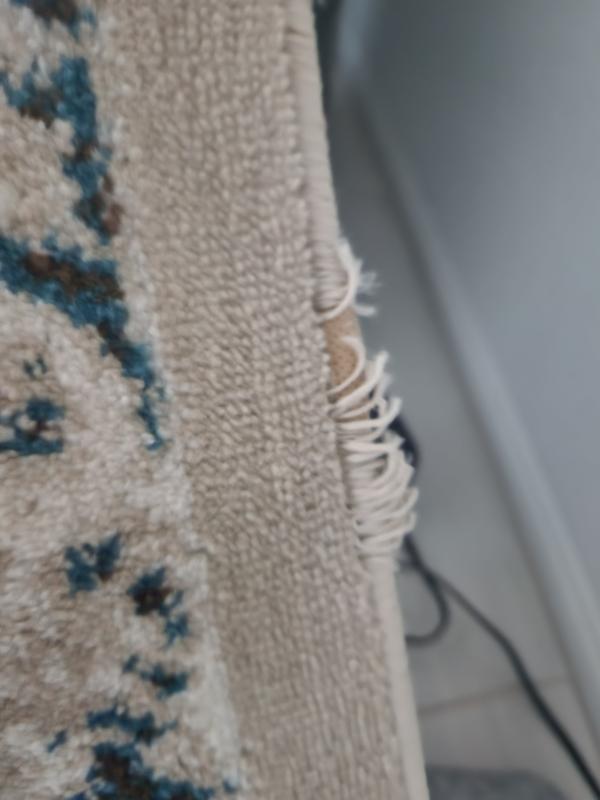 Customer photo for review titled "Nice rug but quality is poor."