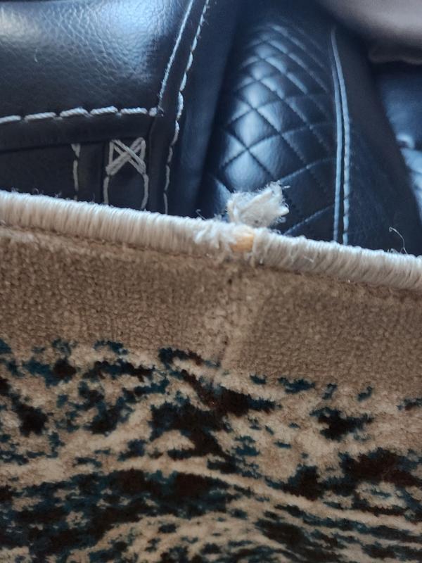 Customer photo for review titled "Nice rug but quality is poor."