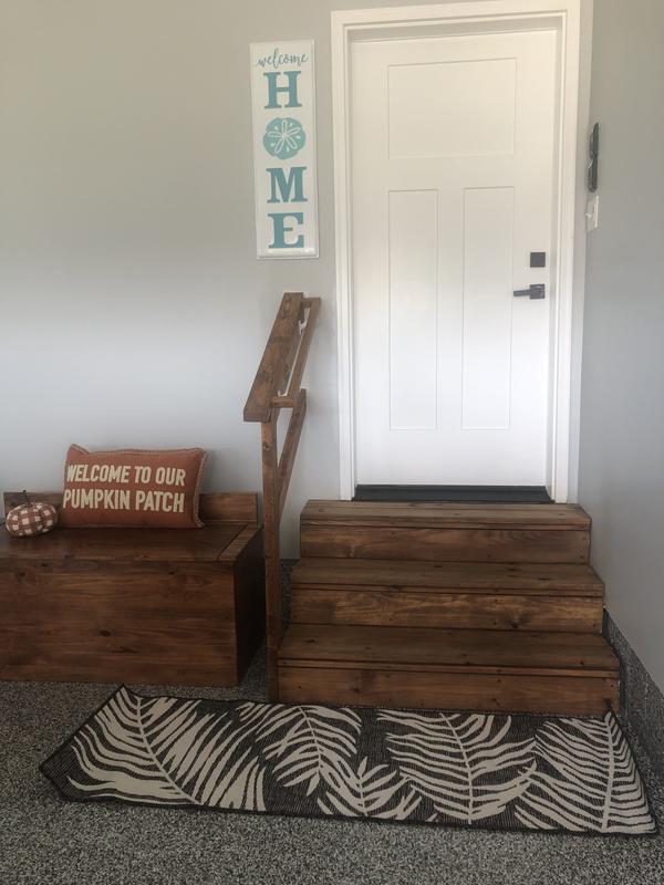 Customer photo for review titled "Botanical Outdoor Rugs"