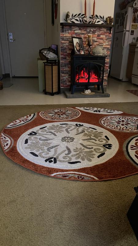 Customer photo for review titled "Round colorful durable area rug"