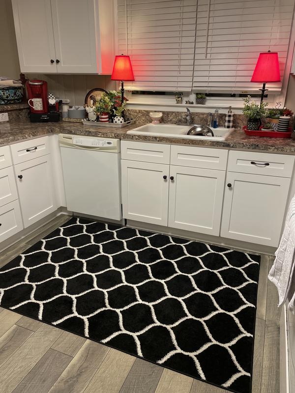 Customer photo for review titled "Great: quality b&w color trellis pattern"