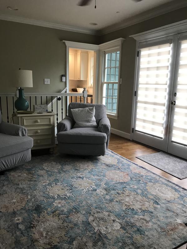 Customer photo for review titled "Soft sizing & pile - perfect for this small room"