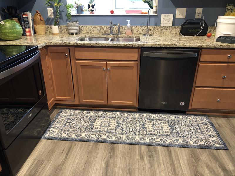 Customer photo for review titled "Colorful and useful in kitchen. Perfect for pets."