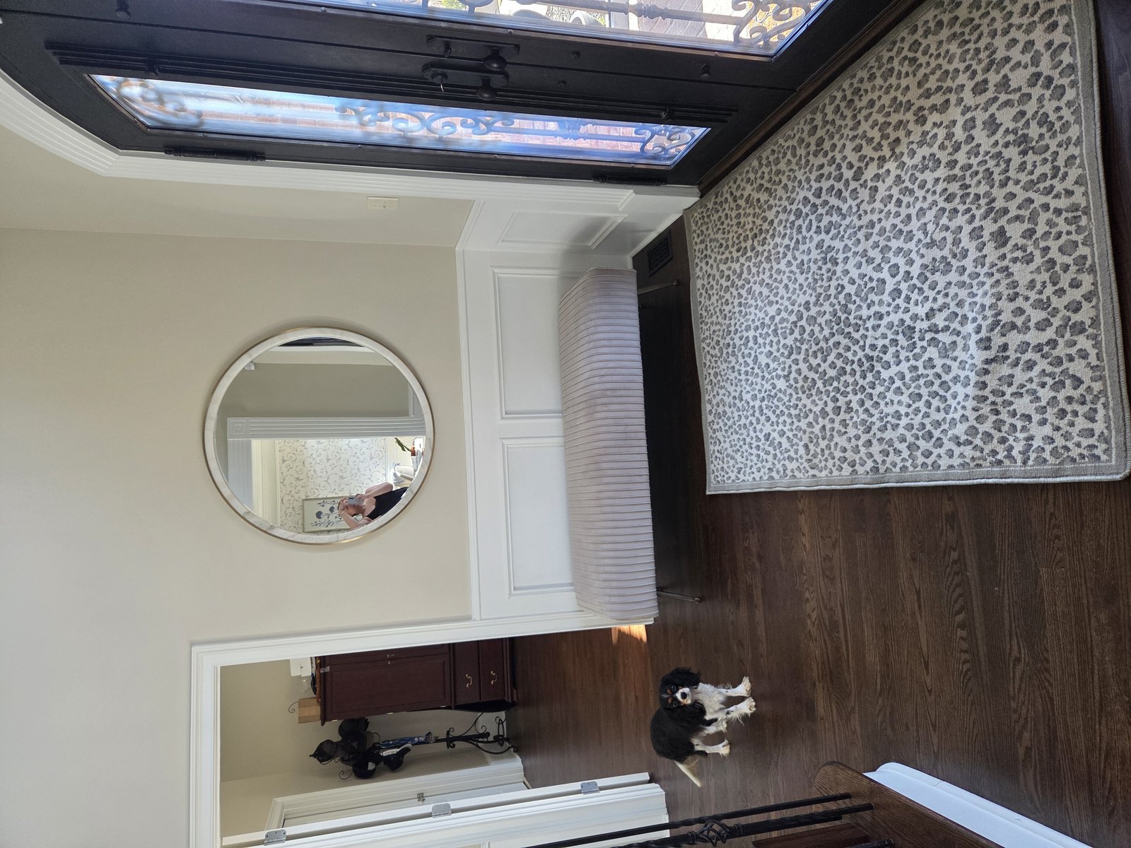 Customer photo for review titled "Fun leopard print in foyer"