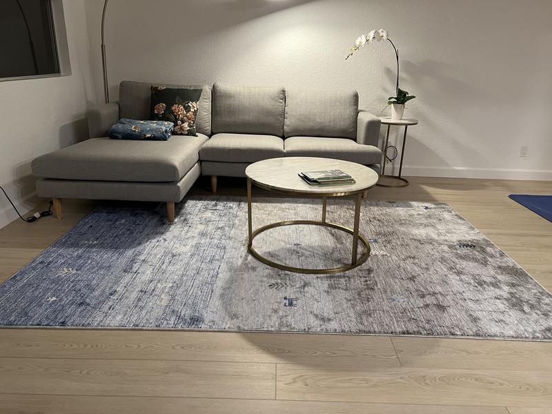 Customer photo for review titled "Gabbeh blue gray 6’x9’"