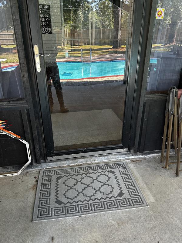 Customer photo for review titled "Perfect outdoor rug"