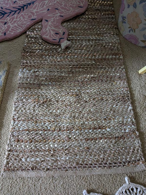 Customer photo for review titled "Metallic leather and jute runner"