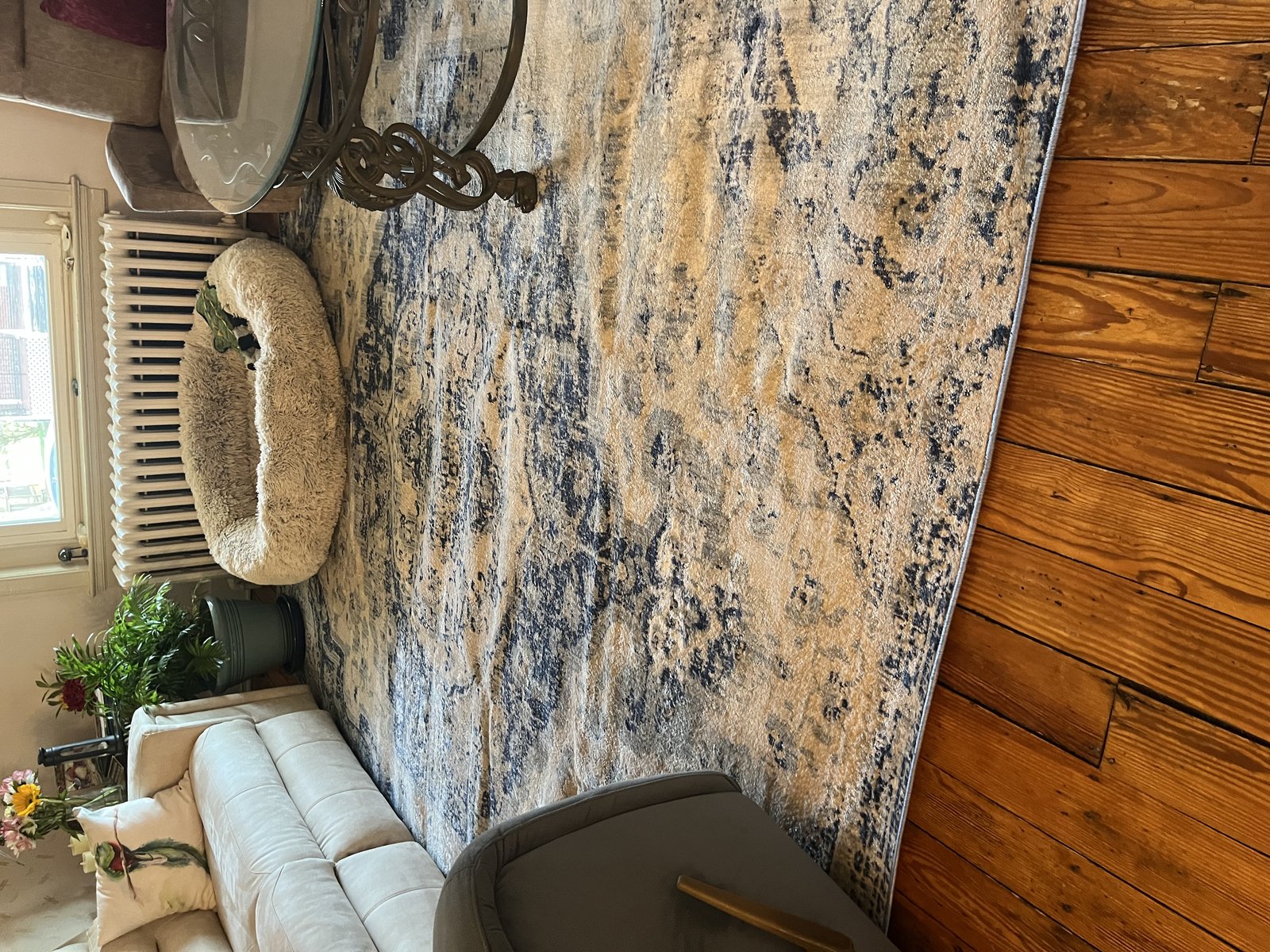 Customer photo for review titled "Beautiful but arrived sloppily FOLDED and hard to get creases/bubbles out"